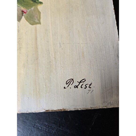 Original Art Floral Painting In Gold Frame 12" x 15", Vintage 1971 - Picture 5 of 7